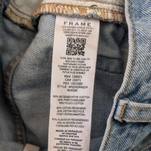 Frame Denim Skater High Rise Wide Leg Loose Fit Jeans in Light Blue Wash Size 23 - Picture 9 of 9